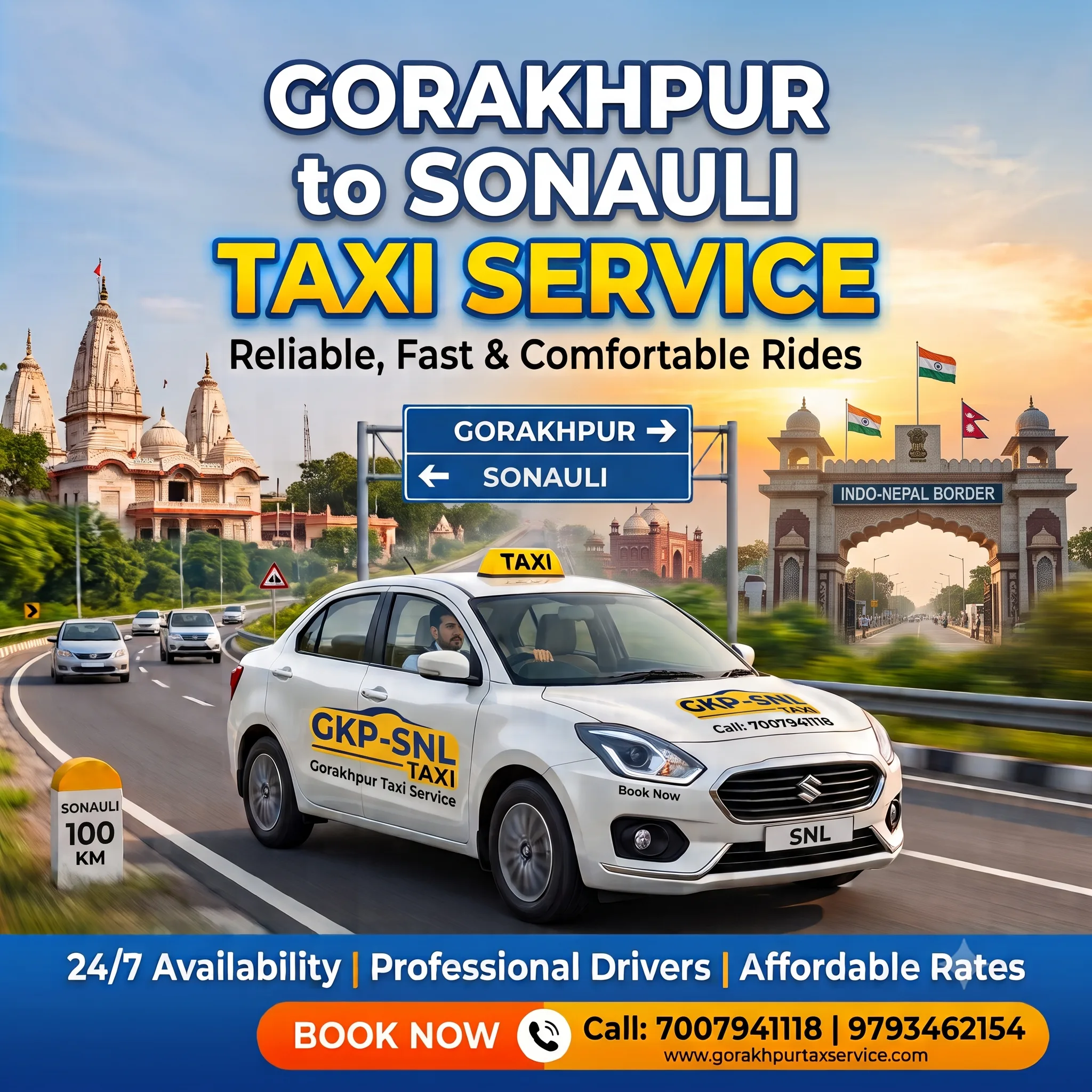 Gorakhpur to Sonauli taxi